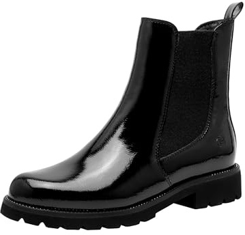Tamaris Damen Chelsea 1-25483-45 Bottes style femme Brevet noir Pointure 39, Noir - cuir verni, 39 EU