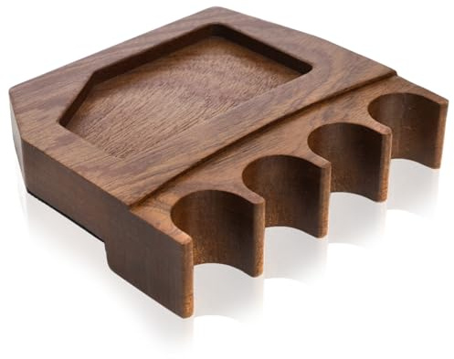 Eorbow Support de queue de billard en bois à 4 trous, portable et lesté, support de queue de billard antidérapant avec support à craie, repose-queue solide avec encoche profonde pour table de billard