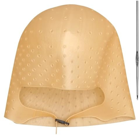 WTAXBH Cuffia per Meches Professional Barber Hair Coloring cap Silicone Highlights cap with Needle Hair Dye Hat Beauty Salon Hairstyling Tools.(Orange)