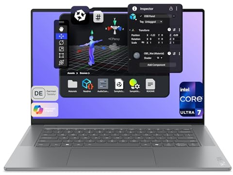 Lenovo Yoga Slim 7i Portatile, Intel Core Ultra 7-258V, 32 GB LPDDR5x RAM, SSD PCIe da 1 TB, display da 15,3 2,8K, scheda grafica Intel Arc 140V, tastiera QWERTZ, Windows 11 Home, grigio Luna