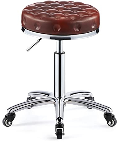 Tabouret d'atelier robuste et réglable en hauteur avec roues silencieuses à double roulement, haute capacité de charge pour salon et coiffure