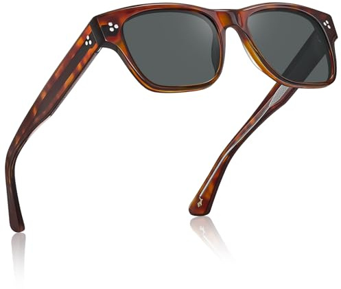 CARFIA Mode polariserade solglasögon för män UV400-skydd moderna retro acetat fyrkantiga nyanser körglasögon