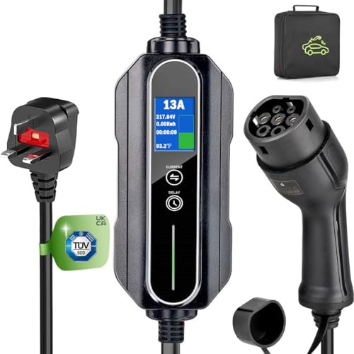 Portable Type 2 Charging Cable UK 3 pin 15M Timing Delay 1-12Hours Adjustable Current 6/8/10/13 A,IP65 Max Waterproof level Ev Charging cable Ev Charger Type 2 with Bag