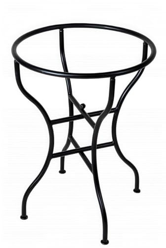 Telaio da tavolo in ferro battuto, diametro 60 cm, altezza 75 cm, struttura in ferro battuto forgiato a mano, base massiccia, per tavolo da pranzo, tavolo da bistrot, balcone e giardino, nero