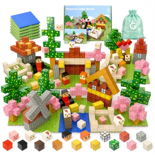 Gammia Kids Construction Magnetique Enfant, Cubes aimants 150 Pièces Thème Ferme, Jeu Aimant Magnetic, Jouet créatif, Bloc magnétique, Jeux Enfant 3 Ans, 4 5 6 7 8 9 Ans