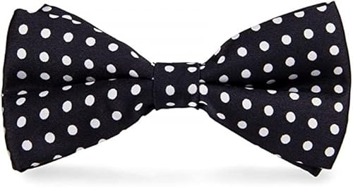 BB Accessories Satin Bow Tie - Dots White on Black