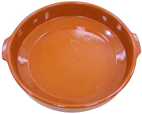 Fackelmann Cazuela de Barro Tradicional, Cazuela de Cerámica Rústica, Apta para Cocina de Gas y Eléctrica, Microondas y Horno, Color Natural, 36 cm Diámetro, Borde 7 cm, 1 ud.