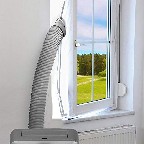 DMS® Fensterabdichtung für mobile Klimageräte, Klimaanlagen, Wäschetrockner, Ablufttrockner | Hot Air Stop zum Anbringen an Fenster, Dachfenster, Flügelfenster (Fensterabdichtung Klimaanlage 400cm)