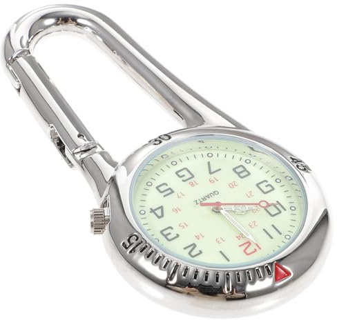 Clip on Watch: Luminous Pocket Watch for Outdoor Sports Rock Climbing Mountaineering (White)