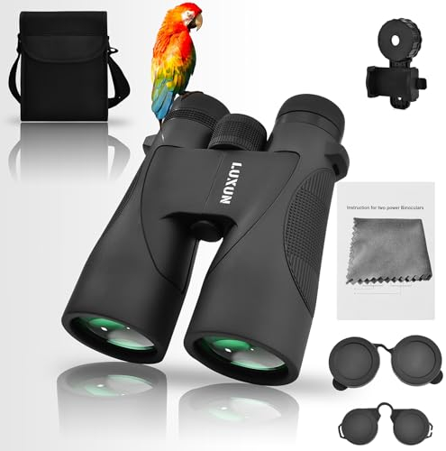 LUXUN 12x50 HD Fernglas für Erwachsene, Fernglas mit Smartphone Adapter Tragetasche, 20mm großes Okular Jagdfernglas mit FMC Beschichtung & Premium BAK4 Prismenobjektiv