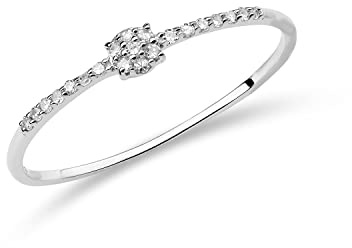 MIORE Anillo de Compromiso para Mujer en Oro Blanco 9K 375 con Diamantes Naturales, Anillo Solitario Elegante y Atemporal, Anillos Mujer de Oro presentado en Estuche de Regalo