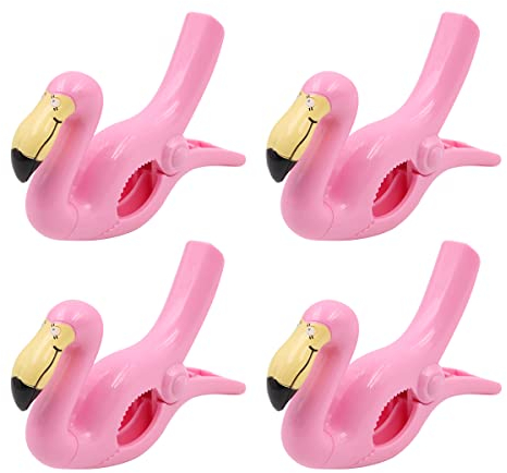 WANGCL 4PCS Beach Towel Clips For Sun Loungers Novelty Towel Pegs For Holiday Chair Pool Beach-Flamingo Style