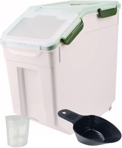 Uotyle Boîte de rangement alimentaire en plastique de 10 kg avec couvercle et roulettes – Grand bac de rangement hermétique pour animaux de compagnie et de cuisine pour chiens et chats, farine,