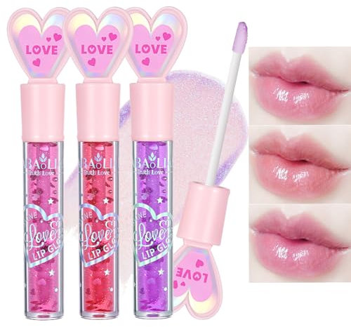 Lipgloss Set - Wässriges Finish Lipgloss Hydratisieren Lip Plumper Gloss 3 Stöcke - Lang Anhaltender Glanz Feuchtigkeit Flüssig Lippenstift Für Frauen Mädchen - Leicht, Nicht Klebend