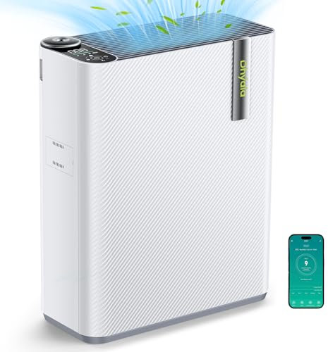 Dhyala Luftreiniger Allergiker für Wohnung Raucherzimmer, HEPA Luftfilter gegen Schimmel Staub Pollen Tierhaare, CADR 450m³/h für 161㎡, App-gesteuert Air Purifier 22dB (White)