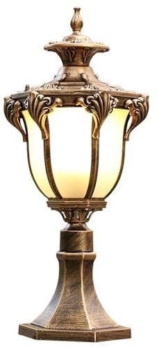 Farolas de poste con base de montaje en muelle, iluminación de columna europea, luminaria de calle impermeable for patio y camino.(Brass)