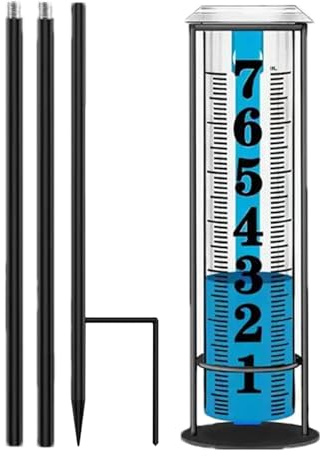 Rain Measure Gauge, Water Gauge with Stake for Rain, PVC Accurate Rainwater Measuring Meter, Ideal for Terraces, Deck, Lawn, Fence, Yard, Farm, Outdoor Rain Measurement Tool