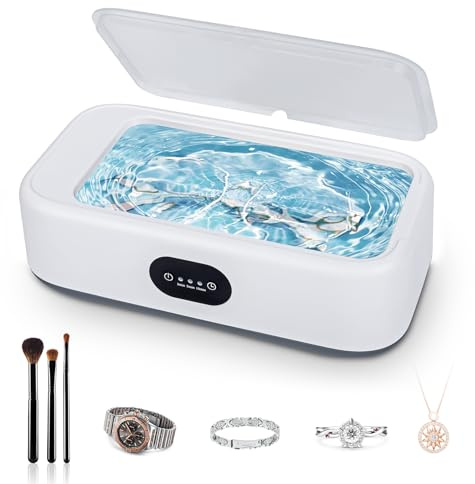 Romon Nettoyeur Ultrasons, 640ML Ultrasonic Cleaner Lunettes 49KHZ Nettoyant Ultrason Nettoyage Entretien avec 3 Réglages de Temps Panier et Support pour Montres