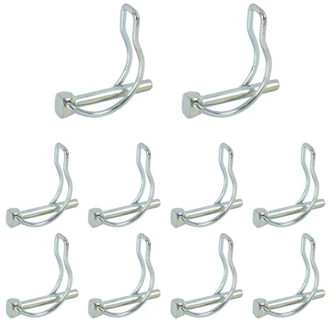 10 Pezzi 6x45 mm Perno di Bloccaggio Tipo D, Perno di Sicurezza in Acciaio al Carbonio, Goupille di Sicurezza per Tubi, in Acciaio al Carbonio Zincato, Adatte per Giardino, Prato e Rimorchi
