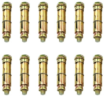 12 PCS Heavy Duty Expansion Bolts, Shield Anchor Bolts, M8 x 60mm Hex Bolt Sleeve Concrete, Wall Anchors for Brick, Carbon Steel Concrete Screws for Masonry, Wall Fixings Plugs