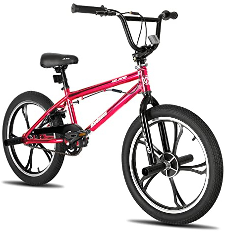HILAND Bicicleta BMX Infantil de 20 Pulgadas, 5 radios,con Giro de 360 ​​Grados y 4 pegs，para niños y niñas a Partir de 7 años,para Principiantes y avanzados - Rojo