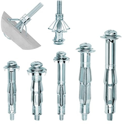 30 Pcs Hollow Wall Fixings Anchor, Heavy Duty Plasterboard Fixings Screws Assorted, Plasterboard Wall Plug Cavity Wall Fixing Anchors for Drywall Brick Wood Doors Thin Metal Concrete Masonry