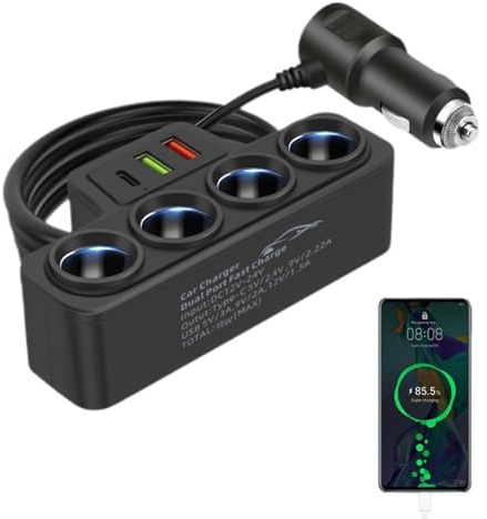 Chargeur Inverseur De – Adaptateur -Cigare USB 120 W pour 12 V 24 V | Répartiteur De Prise Plus Léger pour Les Voyages en, Adaptateur Électronique Automobile pour SUV, to