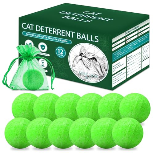 QUSUKO Cat Repellent Outdoor to Keep Cats Away (12Pack) Natural Peppermint Oil Cat Deterrent Outdoor and Indoor (Green)