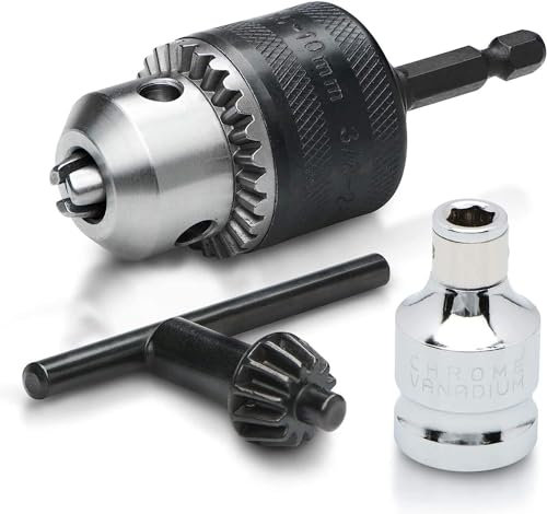 NEIKO 3/8” Drill Chuck Adapter for Impact Drivers & Guns - 1/4” Quick Change Shank & 1/2” Adapter Included