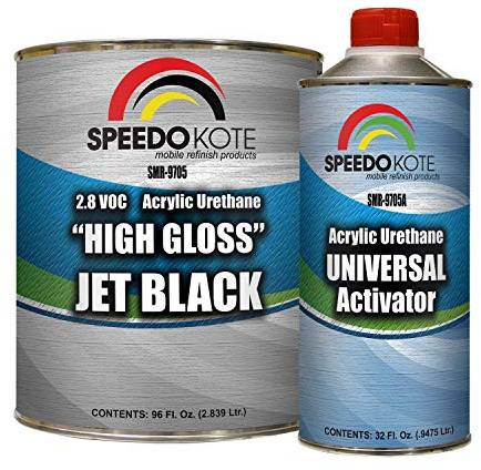 Speedokote High Gloss Jet Black 2K Acrylic Urethane, 3/4 Gallon Black and 1 Quart Activator, SMR-9705-M