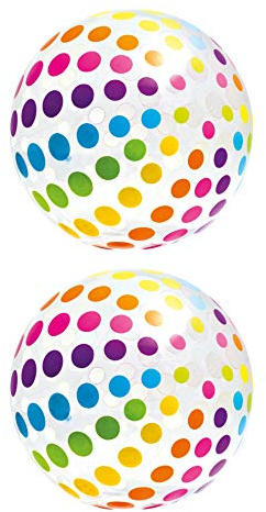 Intex Jumbo Inflatable Colorful Polka Dot Giant Beach Ball (Set of 2) | 59065EP