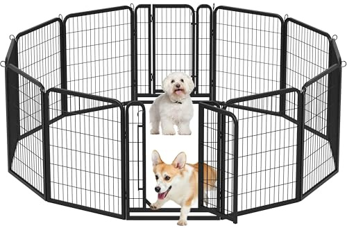 Yaheetech Parc pour Chien 12 Panneaux Cage pour Chiens Enclos Chien Chiot Lapin Rongeur en métal 80 cm de Hauteur