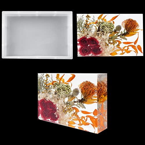 FineInno Stampi per Resina Rettangolari Stampo in Silicone Grandi Rectangular Resin Molds Resina Epossidica Sapone Candela Stampi per Colata Esemplare di Fiori/Insetti