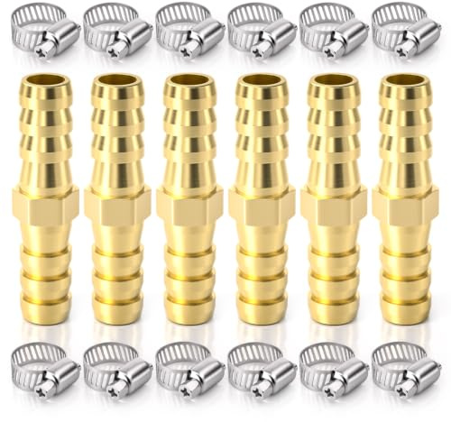 Bwintech 6 stycken beslag för slanganslutningar, 8 mm slang krokar med 12 stycken klämmor