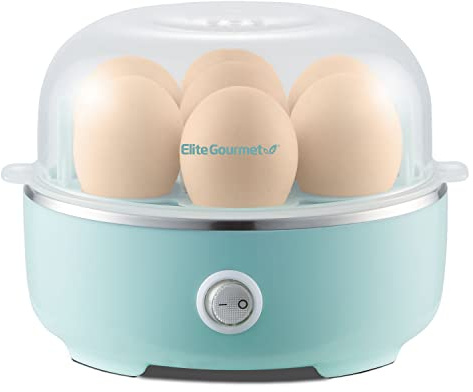 Elite Gourmet EGC115M Easy Egg Cooker Electric 7-Egg Capacity, Soft, Medium, Hard-Boiled Egg Cooker with Auto Shut-Off, Measuring Cup Included, BPA Free, Retro Mint