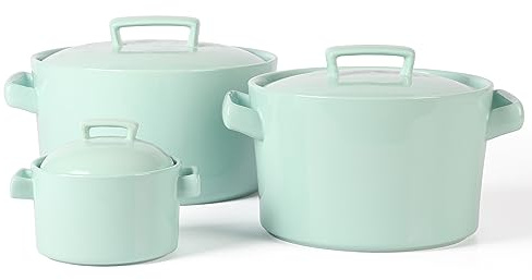 Martha Stewart 6 Piece Stoneware Casserole Set W/Lids - Martha Blue