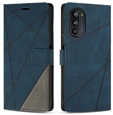 SONWO Cover per Moto G52 / G82 / G71S Custodia, Flip Caso in PU Pelle Case Cover Premium Portafoglio Custodia per Moto G52 / G82 / G71S, Supporto Stand, Slot per Schede, Blu