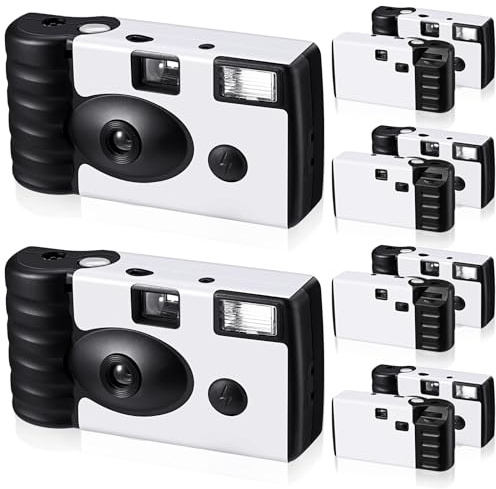Treela 6 Pack of Disposable Camera for Wedding Bulk Bachelorette Single Use Flash 35mm Camera for Birthday Concert Travel Anniversary Party Supply Favor Vacation Gift(White, Simple)