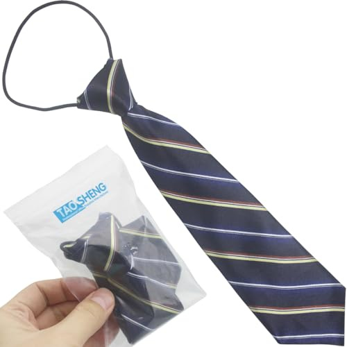 TAOSHENG Fashion Children Pre-tied Wide Stripe Necktie, 29CM One Size Elastic Belt Modern Style Navy Multicolor for Boys Girls - School Uniforms, Wedding, Graduation 1 Pack