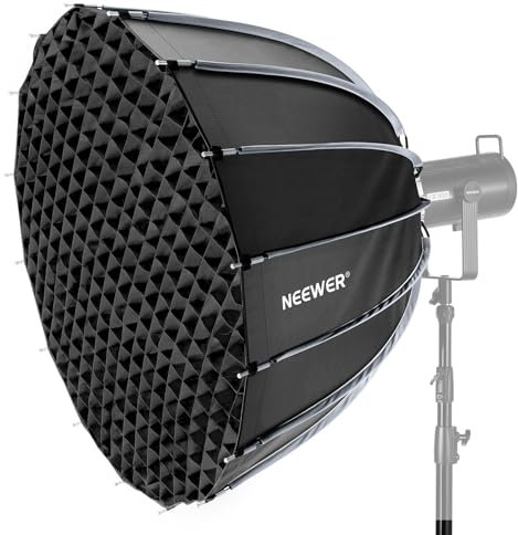 NEEWER 47/120cm Parabolic Softbox Bowens Mount, Quick Setup with Diffusers/Grid/Bag for Video Continuous Lighting CB60 CB200B MS60 MS150B Q4 Compatible with Godox Compatible with Aputure 600d, NS120P