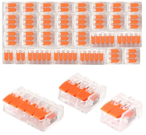 Bzzerumy 40 Stück Kabelklemmen Set, Elektroinstallation, 3-polige und 2-polige Kabelverbinder, 5-polige Kabelklemmen, Lüsterklemmen, Durchgangsverbinder