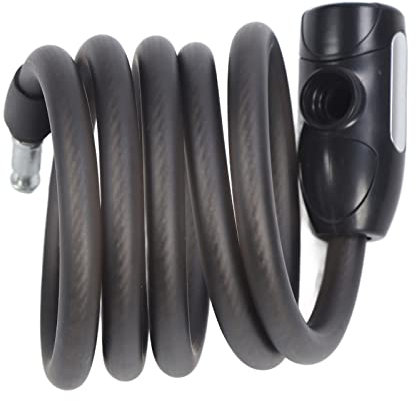 Leapiture Fahrradschloss-Kabel aufgerollt, 4,9 Fuß lang, mattschwarz, 2 Schlüssel, PVC-Fahrradkabelschloss, Fahrrad-Zahlenschloss, Fahrradkettenschloss für Fahrräder