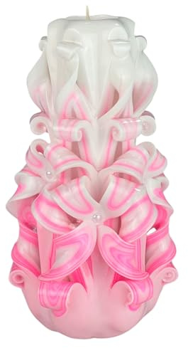 Candela di Design Fatta a Mano, Candela Decorativa Inodore Ø8 x h18 cm, Candela Cilindrica a Combustione Lunga 66 ore, Stoppini in Cotone Senza Fumo, Decorazione Domestica Ideale e Regalo Versatile
