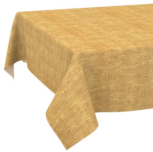 Tovaglia lavabile ANRO, tovagliolo da tavola, biancheria da tavola in lino e cotone, effetto lino, impermeabile, facile da pulire, protezione anti-macchia, 180x140cm, senape