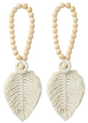 Cortina - Hojas encajonadas a Mano, 2 Piezas Decorativas de Boho | Trenzas de Cortina de Hojas Tejidas, Abrazos Decorativos de Cortinas, Accesorios de restricción de Cortinas