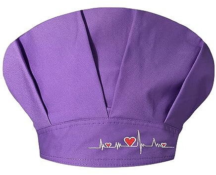 Gorra unisex de color liso para cocina y catering, resistente al aceite, gorro de cocinero, gorro bouffant, para adolescentes y niñas, morado, Talla única