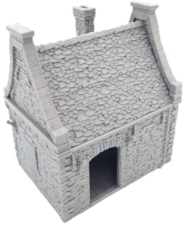 QP3D - Wargaming Scenery - Ruined Stone House, Terrain for Tabletop Games 28-32mm Scale Miniatures, 16-20 Century Medieval European Building for RPG 2WW Railway Modelling (28mm)