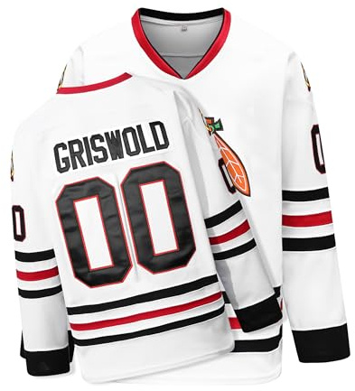 Ice Hockey Jerseys for Men - Stitched Letters and Numbers, #00 X-Mas Jersey for He, Husband, Father White S-3XL (US, Alpha, Large, Regular, Regular, White)