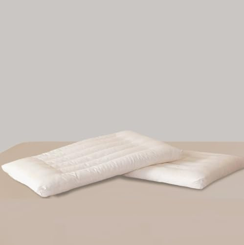 Dovishire Ultra Thin Pillow for Adults, Flat Low Loft Cushion Single Pack, Soft Cotton Neck Relief, Breathable Flat Pillow for Back and Stomach Sleepers (White, Lay Down 1cm)