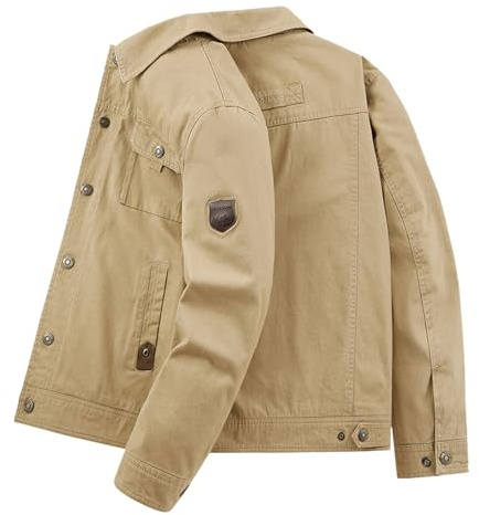 Generisch Veste en toile robuste pour homme de style militaire - Veste de combat classique pour la transition et les loisirs - Veste de travail en coton avec de nombreuses poches